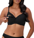Triumph Gorgeous Mama Lace Black maternity bra with softcup, wire-free design, featuring delicate lace for comfortable support.