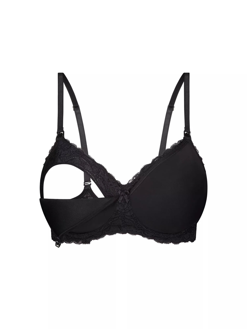 Black Triumph Gorgeous Mama lace maternity bra with softcup, wire-free design, featuring delicate lace details and comfortable fit.