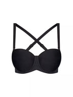 Black Triumph silhouette strapless underwire bra with smooth cups and underwire support, designed for a seamless fit.
