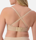 Triumph nude silhouette strapless underwire bra with smooth cups and supportive design, suitable for seamless wear.