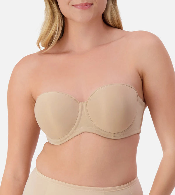 Nude Triumph silhouette strapless underwire bra with smooth cups and supportive fit, designed for a seamless look.