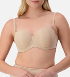 Nude Triumph silhouette strapless underwire bra with smooth cups and supportive design, ideal for seamless wear under clothing