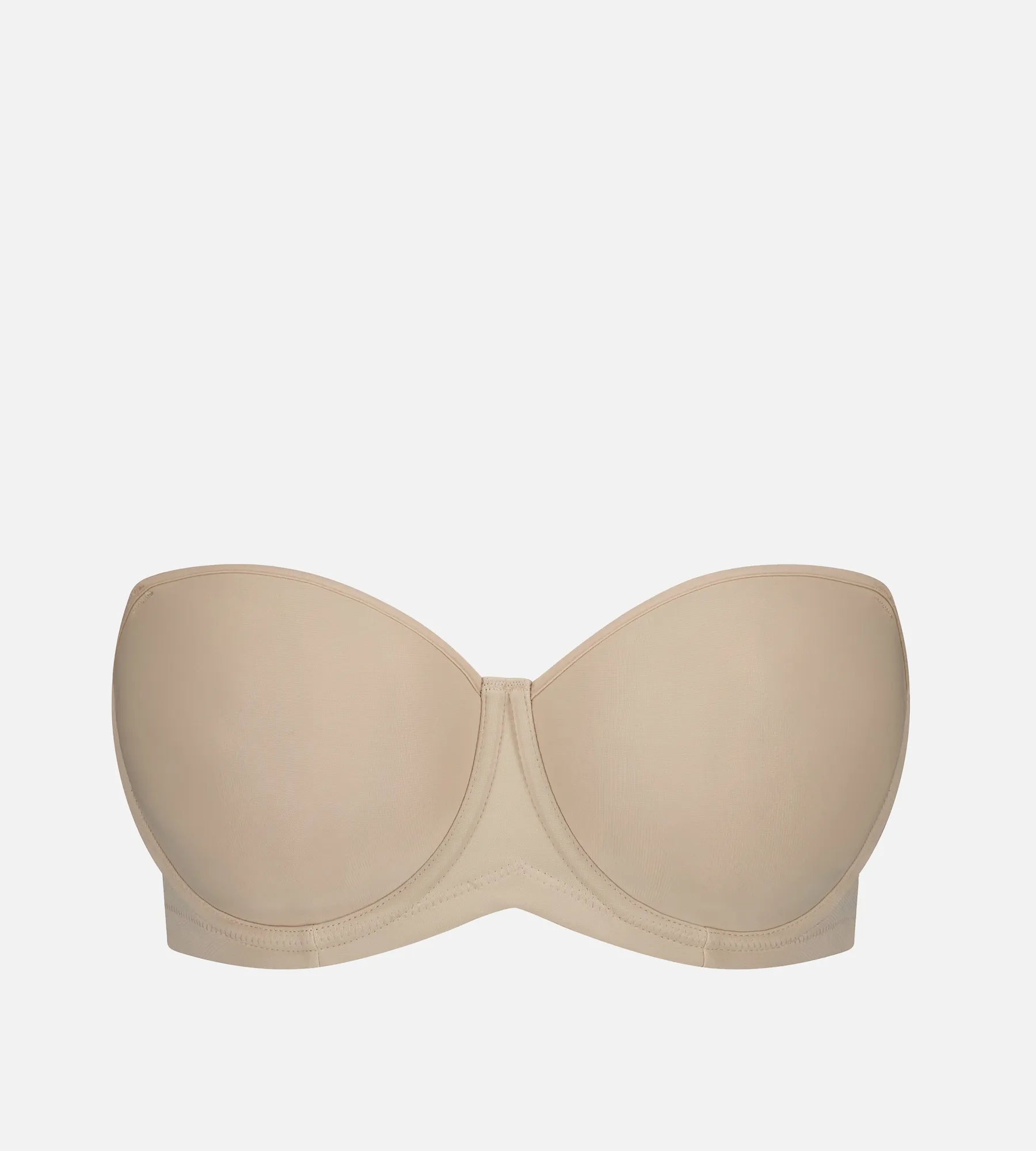 Nude Triumph silhouette strapless underwire bra with smooth cups and supportive design, ideal for strapless or special occasion wear.