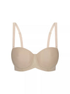 Nude Triumph silhouette strapless underwire bra with smooth cups and supportive design, perfect for strapless outfits.