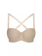 Triumph nude silhouette strapless underwire bra with smooth cups and supportive design, ideal for seamless wear.