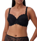 Black Triumph Essential Lace Balconette Bra with delicate lace cups and adjustable straps, designed for comfort and support