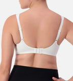 White Triaction wired sports bra by Triumph, designed for support and comfort during physical activities.