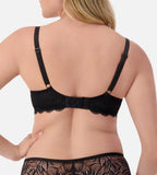 Black Triumph Essential Lace Underwire Balconette Bra with delicate lace cups and supportive underwire, stylishly designed for everyday wear.