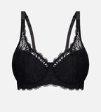 Black Triumph Essential Lace Underwire Balconette Bra with lace detailing and supportive underwire, designed for a flattering fit.
