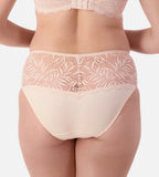 Nude pink lace maxi brief underwear by Triumph, featuring delicate lace fabric and full coverage design.