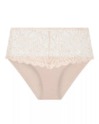 Nude pink lace maxi brief from Triumph, stylish and comfortable women's underwear with delicate lace detailing.