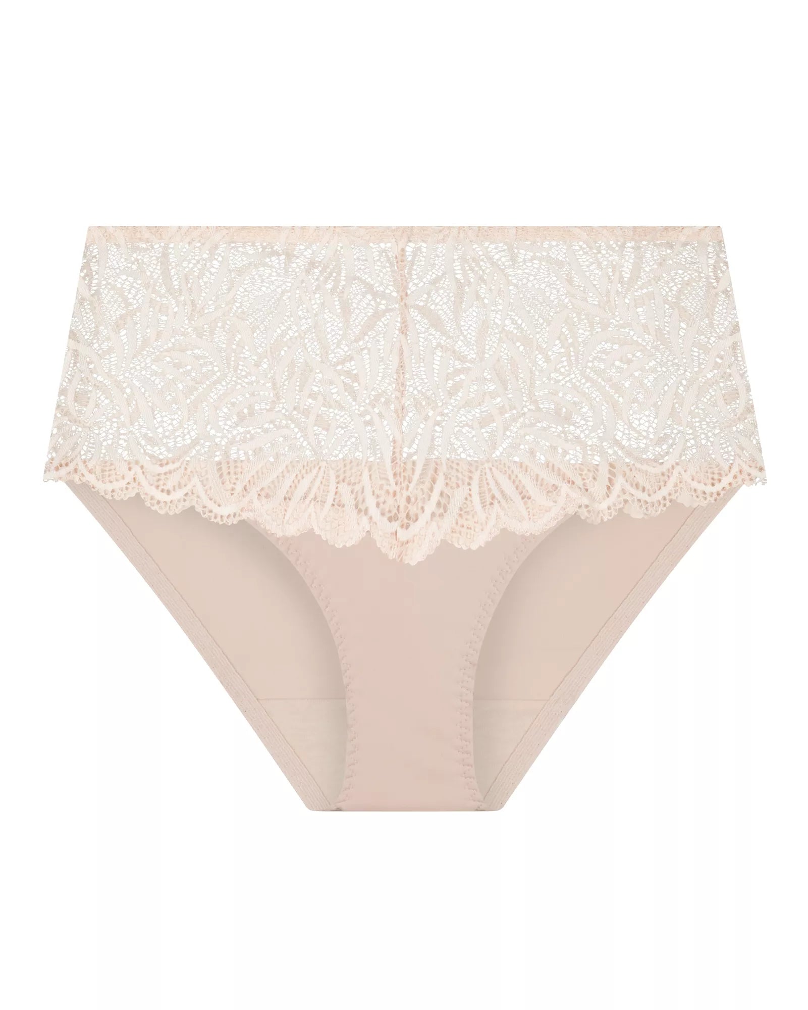 Nude pink lace maxi brief from Triumph, stylish and comfortable women's underwear with delicate lace detailing.