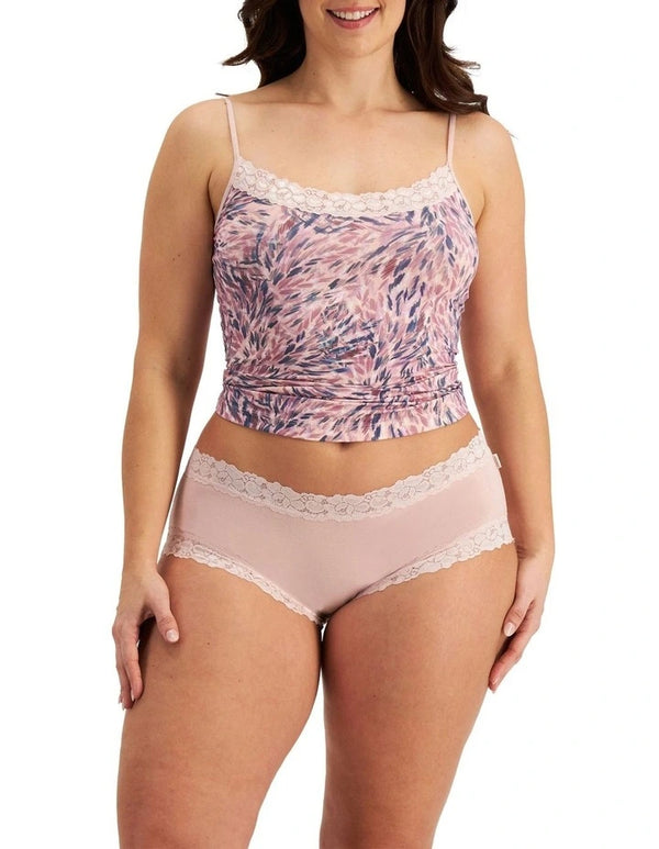 Jockey Parisienne cotton boyleg brief in mushroom mauve color, comfortable underwear with soft fabric and seamless design.