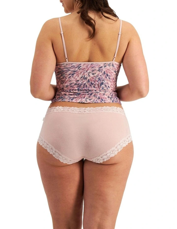 Jockey Parisienne cotton boyleg brief in mushroom mauve color, comfortable women's underwear with soft fabric and full coverage.