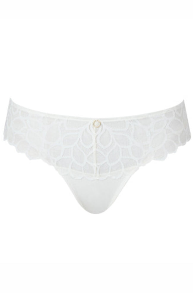 Ivory sheer lace G-string with gold ring detail from Panache, part of the Allure collection, size 10