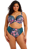 Teal floral full brief by ELOMI, featuring comfortable high leg design and seamless edges