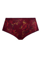 Goddess Kayla Cassis brief underwear in deep purple, front view