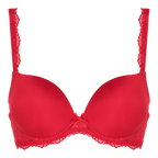 Red Lingadore Daily Tee Shirt Underwire Gel Bra with scalloped lace, seamless fit and supportive design.