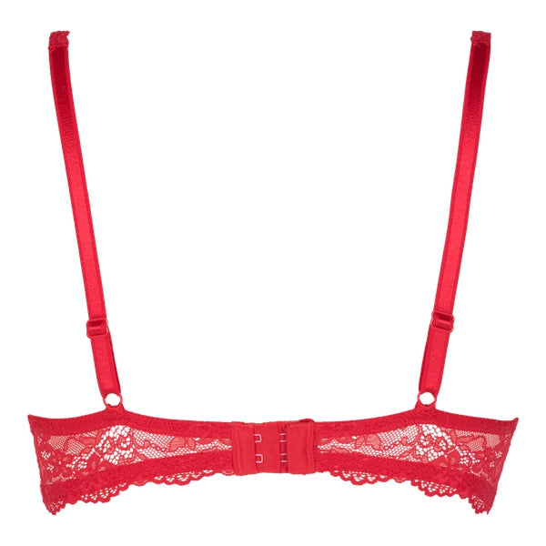 Lingadore Daily Tee Shirt Underwire Gel Bra in red with scalloped lace, showcasing smooth cups and supportive design.