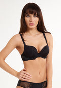 Black Daily T-Shirt Gel Bra by LINGADORE, seamless underwireless bra with smooth cups and adjustable straps.