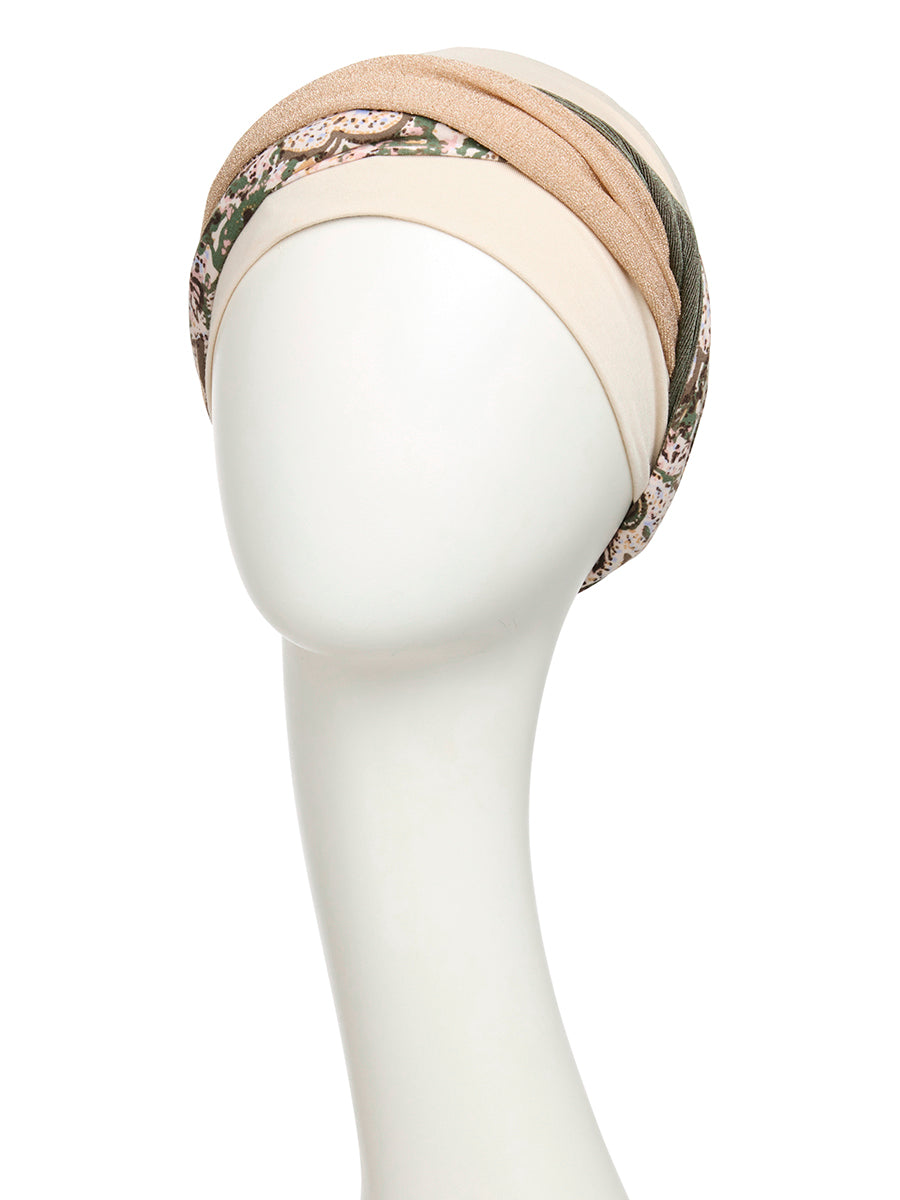 House of Christine HocShakti turban with printed headband, stylish hat featuring vibrant fabric and comfortable fit