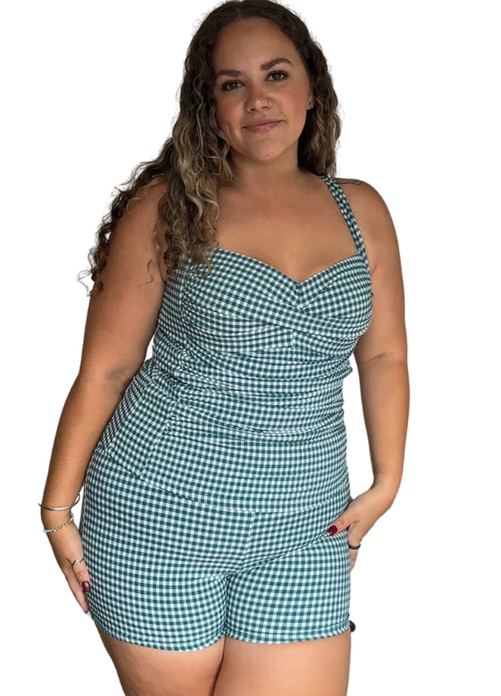Gingham Tankini Set (Emerald)