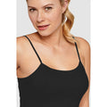 Black organic cotton spaghetti strap lingerie top from NT, featuring a soft, breathable fabric and delicate straps.