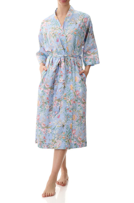 Kara Quilted Button Dressing Gown (Royal)