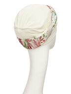 House of Christine HocPerla Boho turban hat set with stylish, patterned fabric in vibrant colors and intricate design.