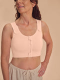 Rose nude AmOENA Pamela post-surgery zip compression bra shown, designed for comfort and support during recovery.