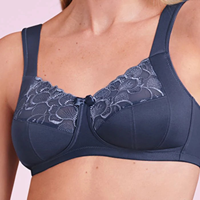 ANITA Lucia wirefree bra in Moonlight Blue, featuring soft cups and comfortable fit, shown on a model.