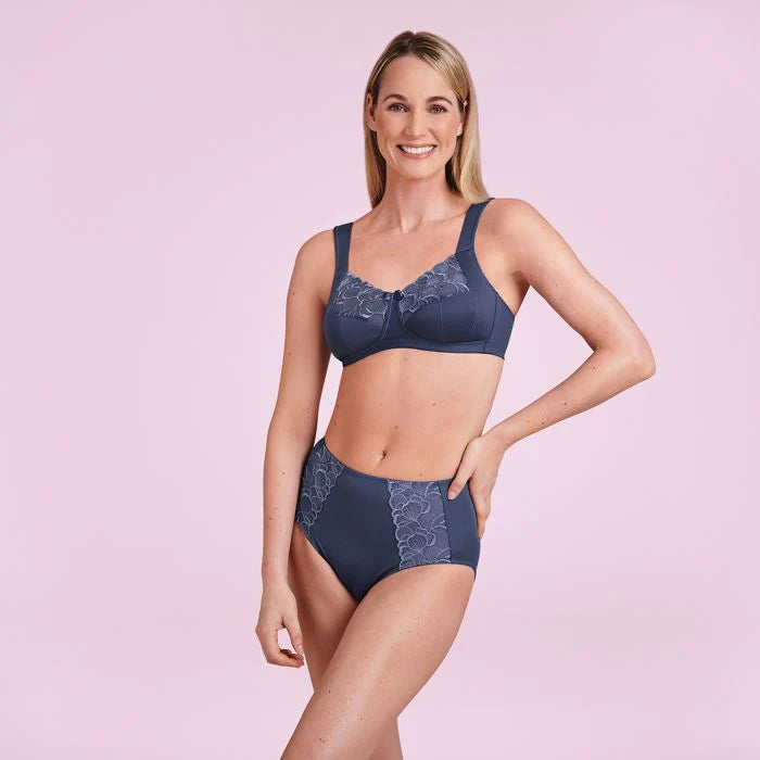 Lucia wirefree bra in moonlight blue by ANITA, soft cup design with smooth fabric and adjustable straps.