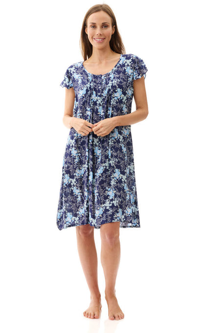 Katy Short Sleeve Cotton Capri  PJ"s(Blue Floral) Available in size 2XL only