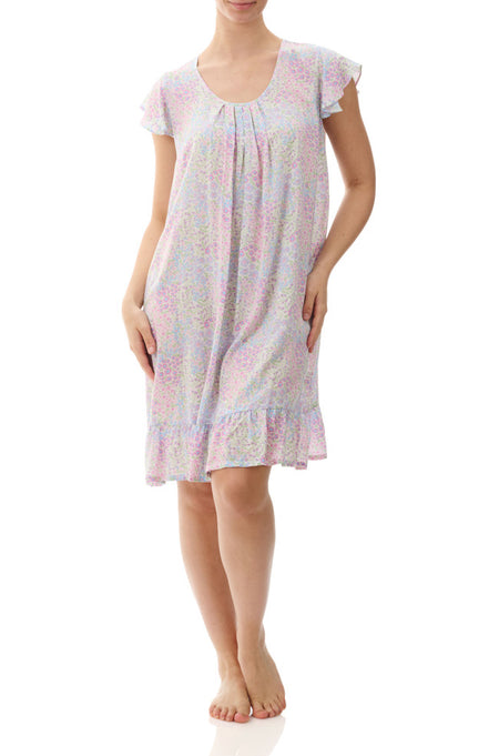 Emma Mid Length Cotton Nightie (White)