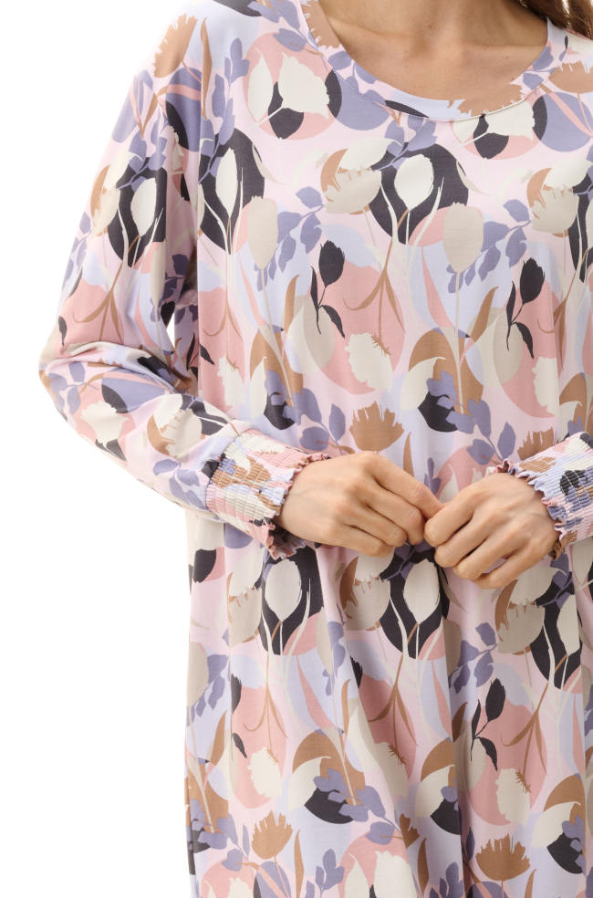 Multi-colored bamboo and cotton short nightie by GIVONI in relaxed fit