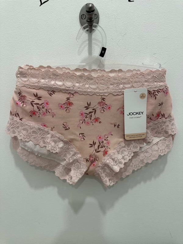 Jockey Parisienne Cotton Boyleg Brief in pink floral pattern, comfortable underwear with soft cotton fabric and floral design.