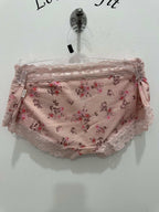 Pink floral Jockey Parisienne cotton boyleg brief underwear with soft fabric and comfortable fit, shown on a model.