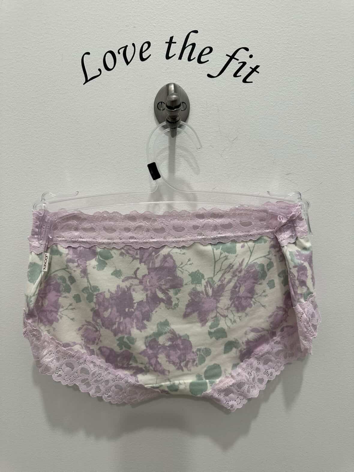 Jockey Parisienne Cotton Boyleg Brief in Dreamscape pattern, soft white and blue cotton underwear for women, front view.