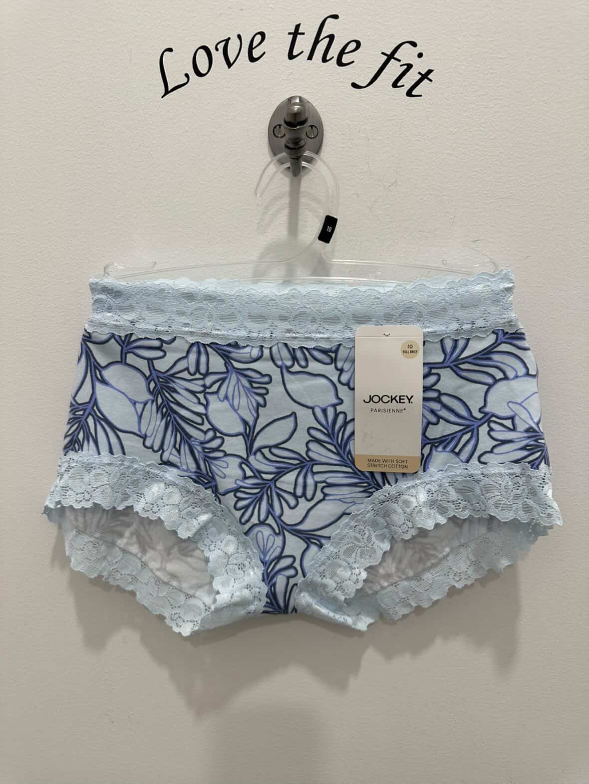 Jockey Parisienne Cotton Full Brief underwear with Tenerife Flora print, soft cotton fabric, comfortable fit, detailed floral design.