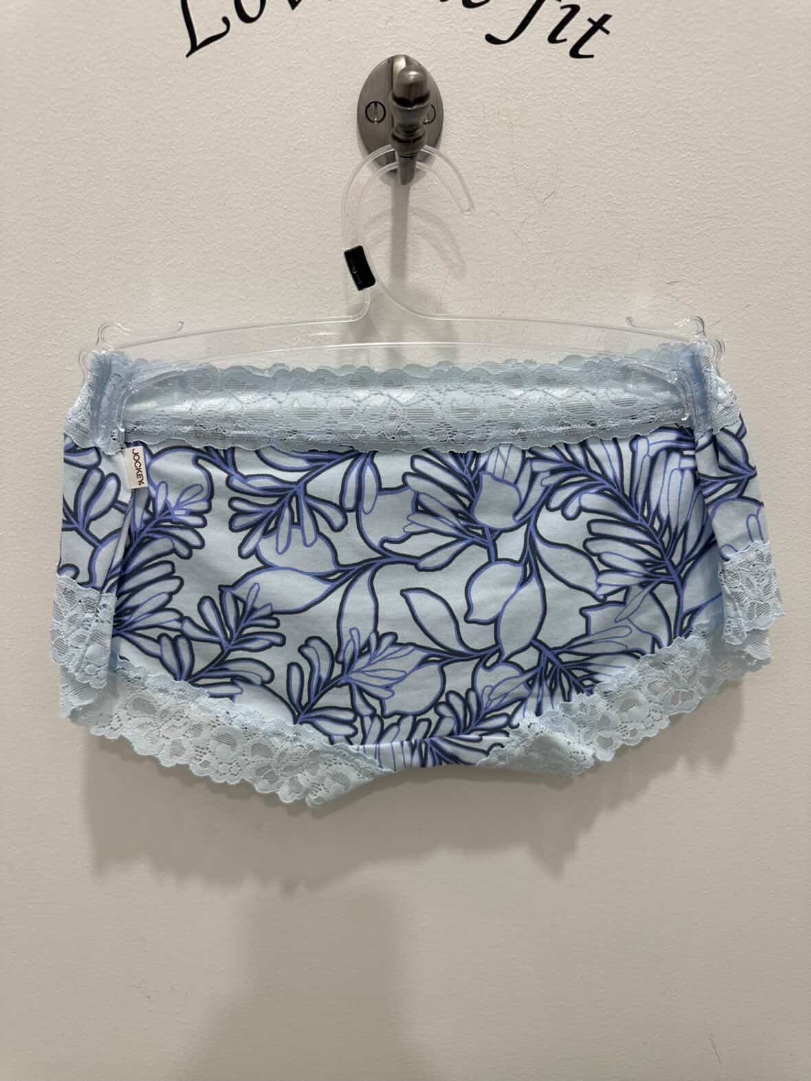 Jockey Parisienne Cotton Boyleg Brief in Tenerife Flora print, white cotton underwear with floral design, close-up of fabric and fit.
