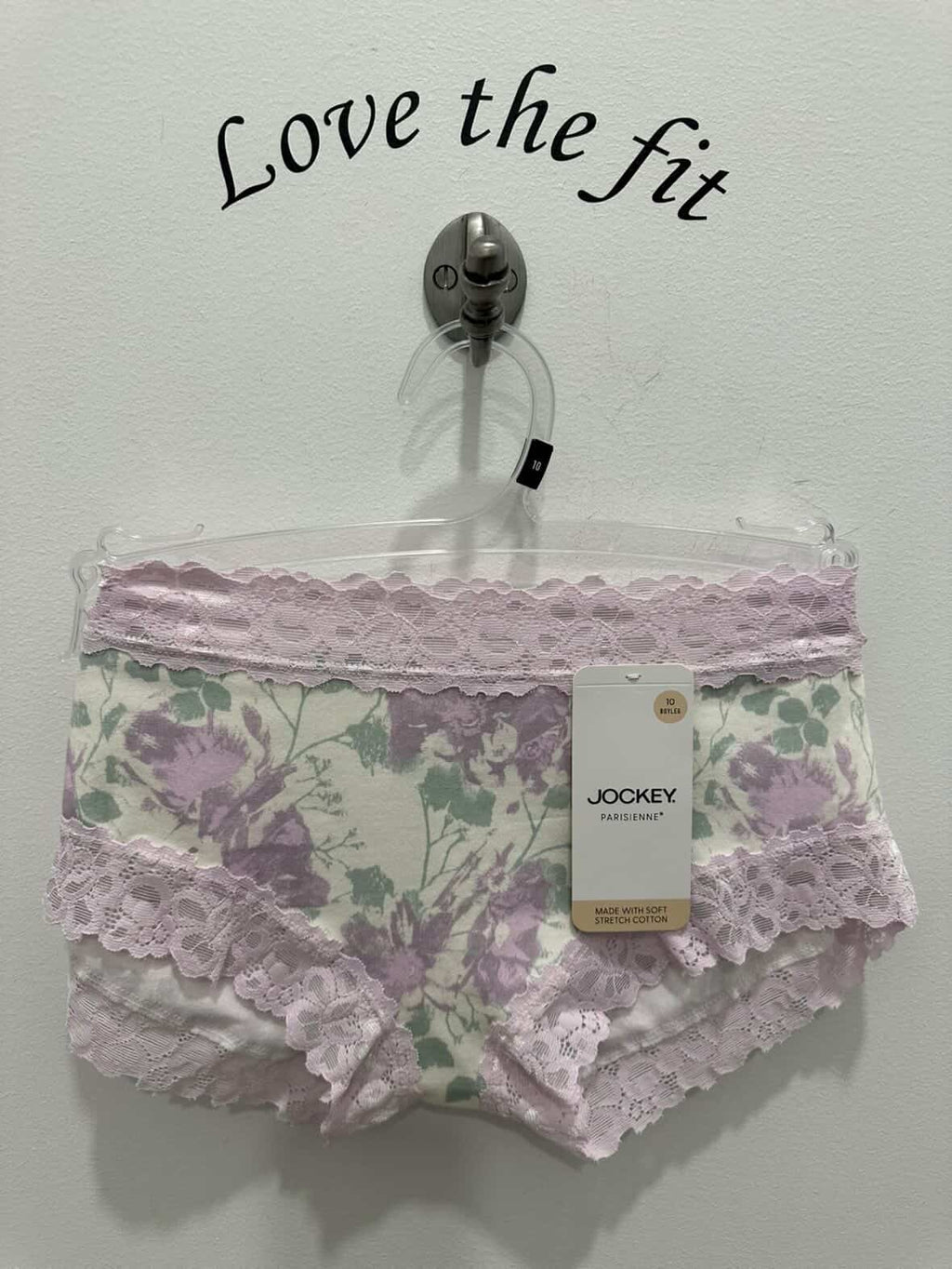 Jockey Parisienne Cotton Boyleg Brief in Dreamscape print showing soft cotton fabric and comfortable fit on a mannequin.