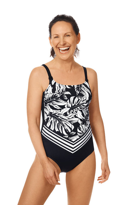 Crossover One Piece Swimsuit (Black)