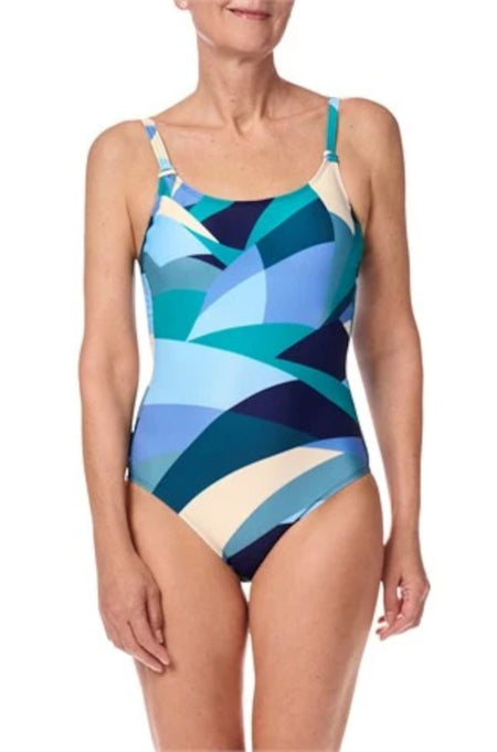 Short Sleeve One Piece Swimsuit (Tropical)