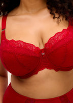 Brianna Padded Half Cup Bra - Haut Red