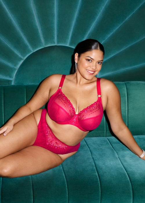 Matilda Plunge Side Support Bra - Hot Pink