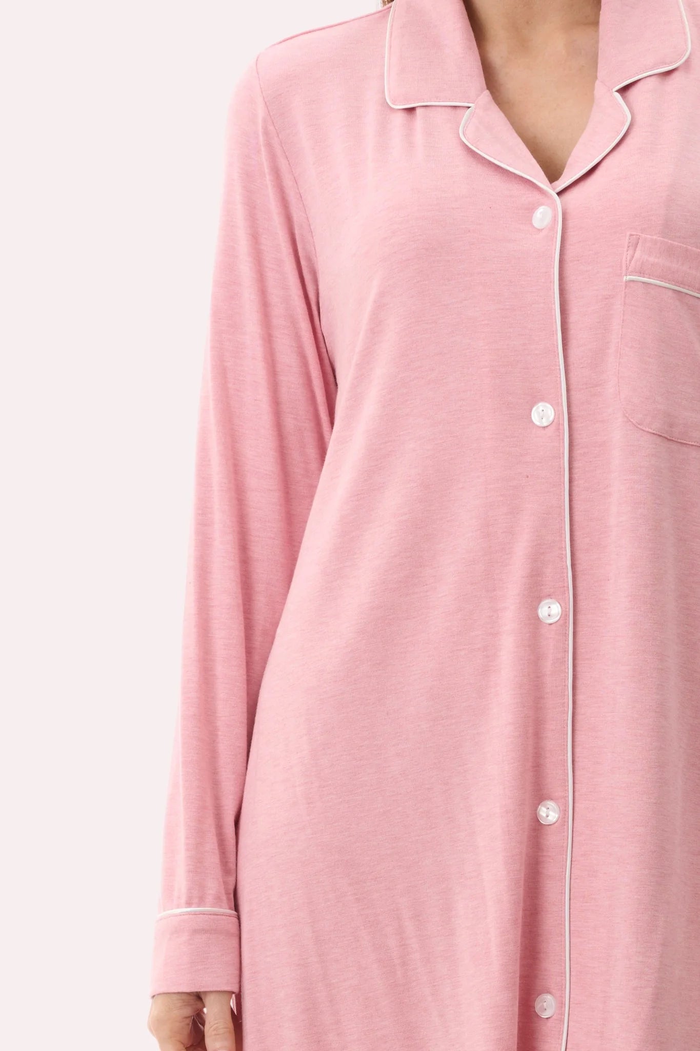 Givoni long sleeve modal pyjama set in blush marle with soft, cozy fabric and relaxed fit, perfect for comfortable sleepwear.