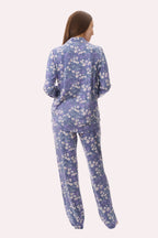 Givoni Elaine long sleeve pajama top in Dusk color, soft sleepwear with a relaxed fit and cozy fabric, shown from the back.