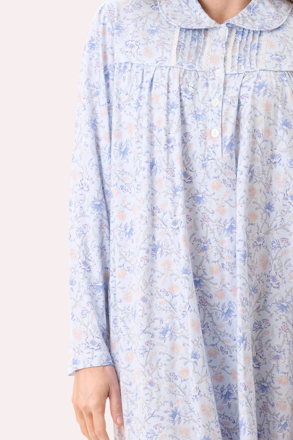 GIVONI Poppy mid-length collared nightie in soft sleepwear fabric, featuring a relaxed fit and buttoned collar.