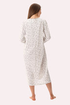 Ivory GIVONI Nadia mid-length cotton nightie with short sleeves and lace trim, comfortable sleepwear for women.