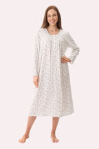 Givoni Nadia mid-length cotton nightie in ivory, front view showcasing soft fabric and comfortable sleepwear design.